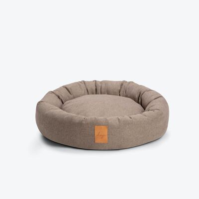 Dog Bed Donut Icon with Leather Detail True Taupe