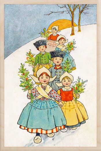 Carte postale en bois NOËL KINDEREN Carte de Noël 1