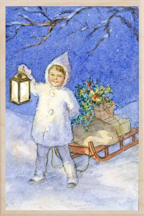Wooden Postcard CHRISTMAS MAIL Christmas Card