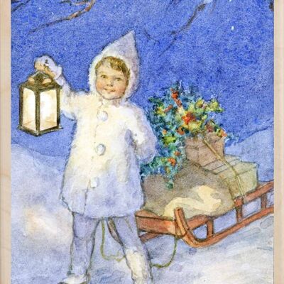 Cartolina in legno POSTA DI NATALE Cartolina di Natale