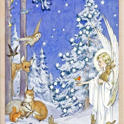 Wooden Postcard CHRISTMAS SPIRIT Christmas Card