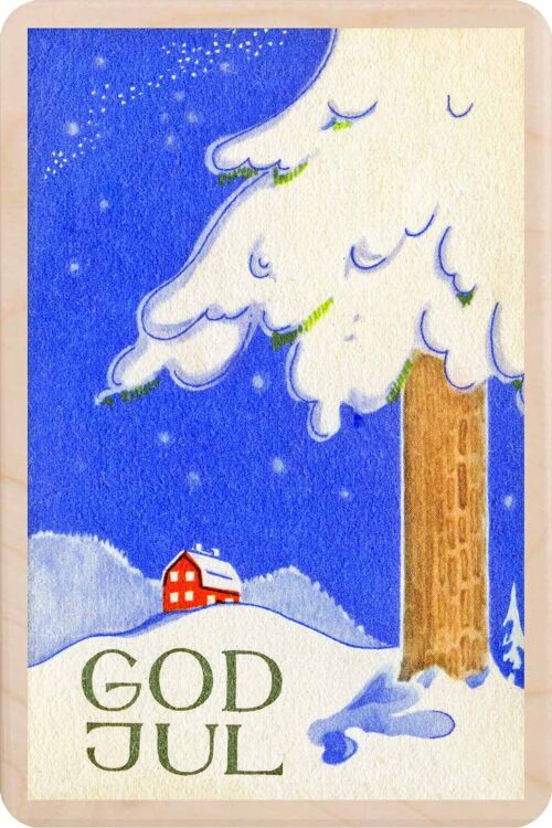 Wooden Postcard GOD JUL Christmas Card