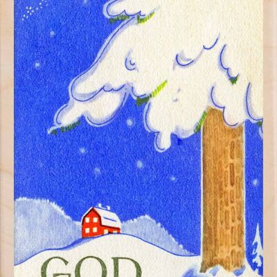 Wooden Postcard GOD JUL Christmas Card