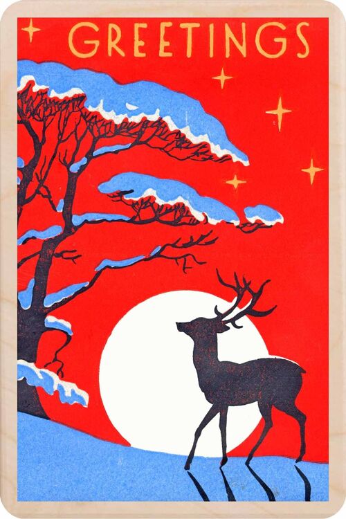 Wooden Postcard GREETINGS Christmas Card