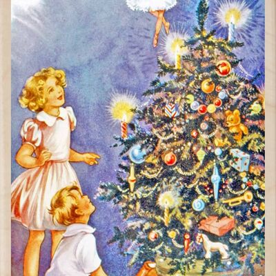 Carte postale en bois NOUS AVONS VU LA FÉE Carte de Noël