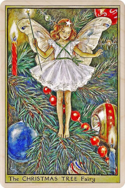 Wooden Postcard CHRISTMAS TREE FAIRY Christmas Card