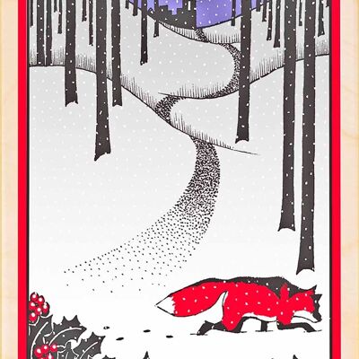 Carte postale en bois RED FOX Carte de Noël