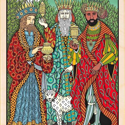 Wooden Postcard THREE KINGS Christmas Card