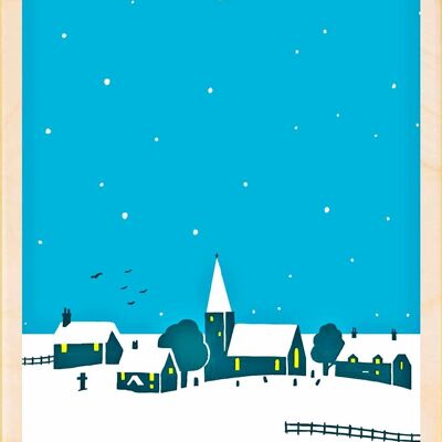 Carte postale en bois SILENT NIGHT, HOLY NIGHT Carte de Noël