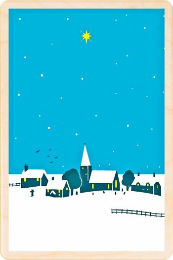 Carte postale en bois SILENT NIGHT, HOLY NIGHT Carte de Noël 1