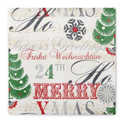 Christmas napkin Xmas-Greetings in Bordeaux made of Linclass® Airlaid 40 x 40 cm, 50 pieces