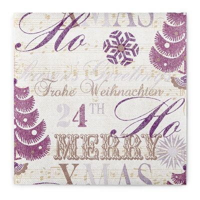 Christmas napkin Xmas-Greetings in brown made of Linclass® Airlaid 40 x 40 cm, 50 pieces