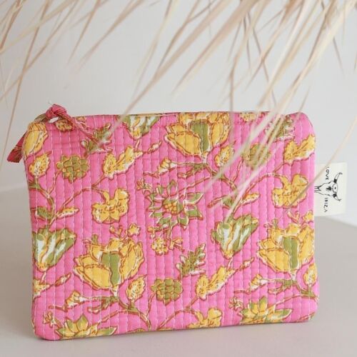 Make-up bag Fez pink yellow