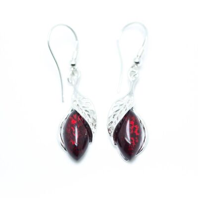 Fancy Top Cherry Red Dangle Earrings