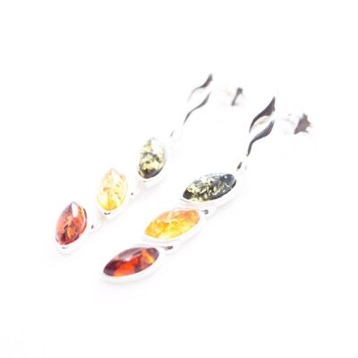 Long Multicolour Amber Earrings