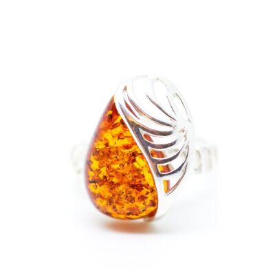 Shell Frame Amber Ring