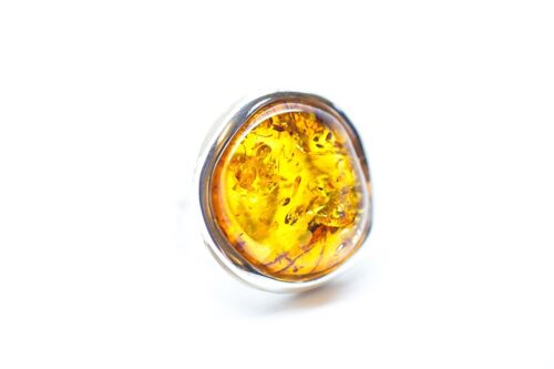 Round Golden Amber Ring