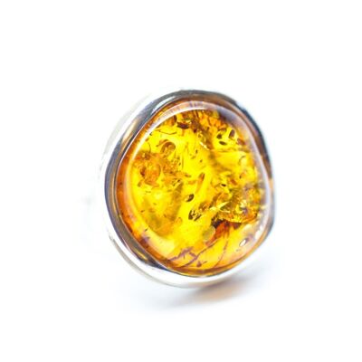 Round Golden Amber Ring