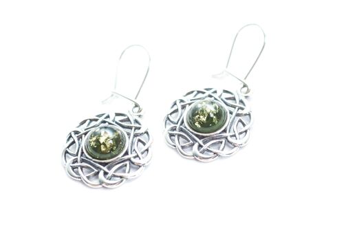 Green Celtic Pattern Earrings