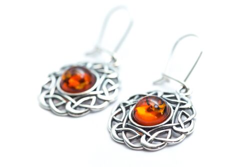 Amber Celtic Pattern Earrings