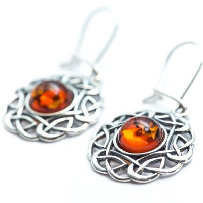 Amber Celtic Pattern Earrings