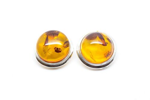 Round Amber Clip On Earrings