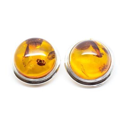 Boucles D'oreilles Clip Ambre Rond