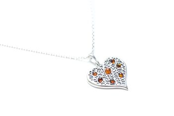 Pendentif Coeur Ambre Baltique 1