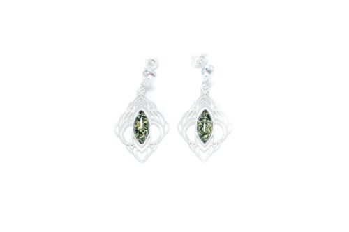 Chandelier Frame Green Amber Earrings