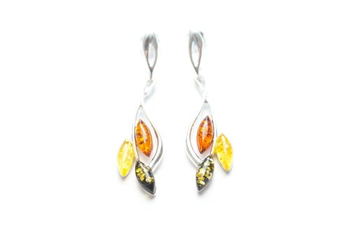 Multicolour Amber Leaf Earrings