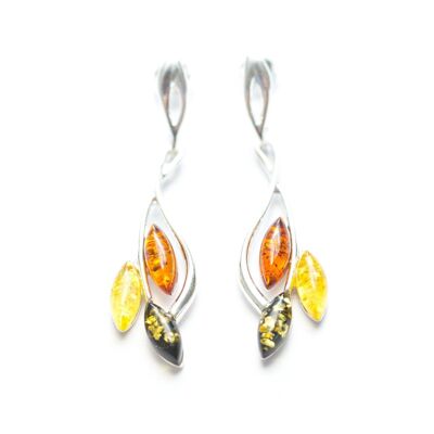 Multicolour Amber Leaf Earrings