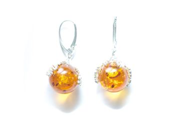 Boucles d'oreilles sphère en ambre naturel 3