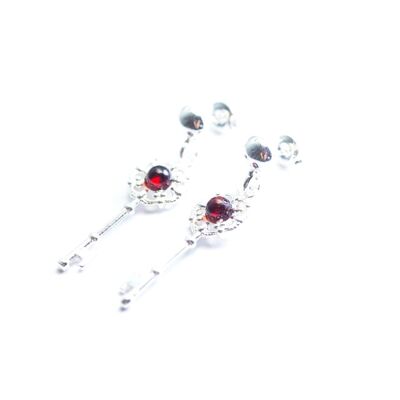 Boucles d'Oreilles Clé Ambre Cerise