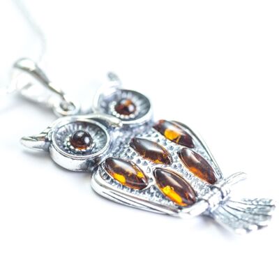 Silver & Amber Owl Pendant