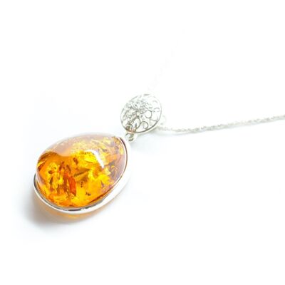 Unique Floral Amber Pendant