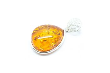 Pendentif Ambre Floral Unique 2