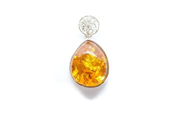 Pendentif Ambre Floral Unique 3