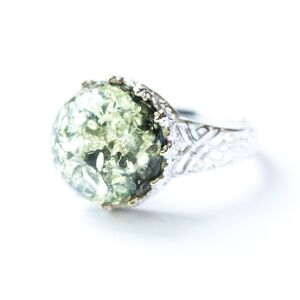 Bague Ambre Vert Couronne Princesse