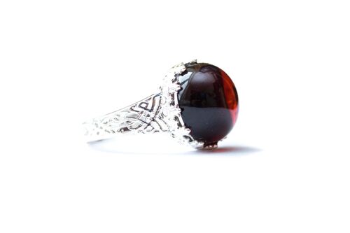 Princess Crown Cherry Amber Ring
