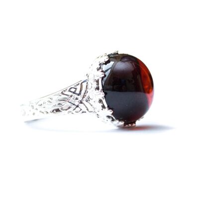 Princess Crown Cherry Amber Ring