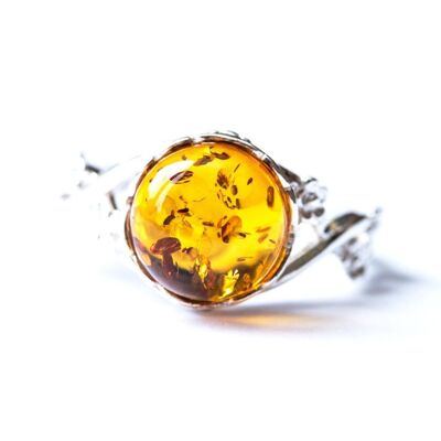 Delicato anello floreale in ambra