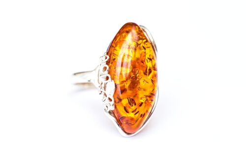Daisy Amber and Silver Ring