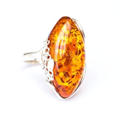 Daisy Amber and Silver Ring