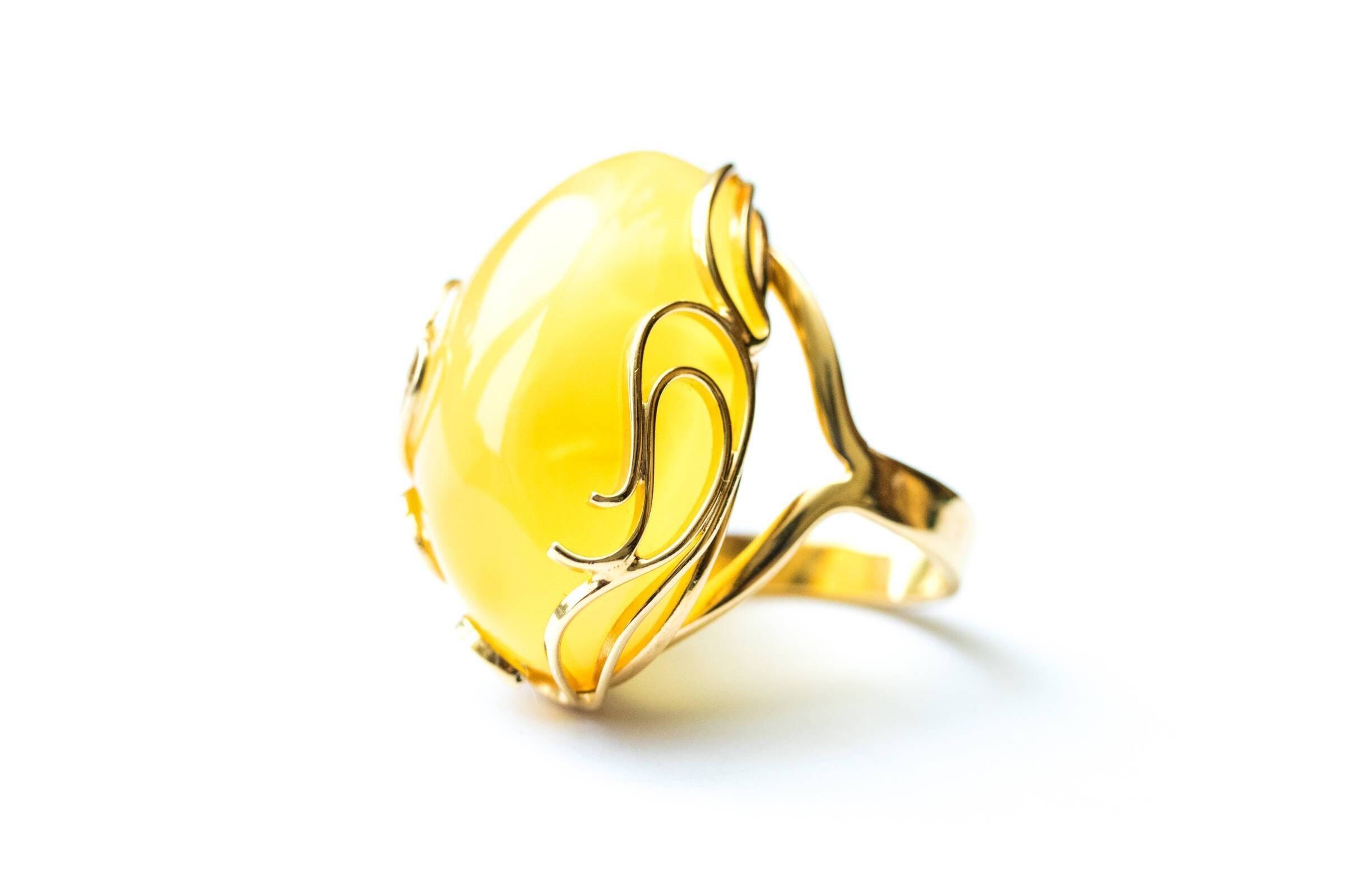 Butterscotch Amber Statement Ring