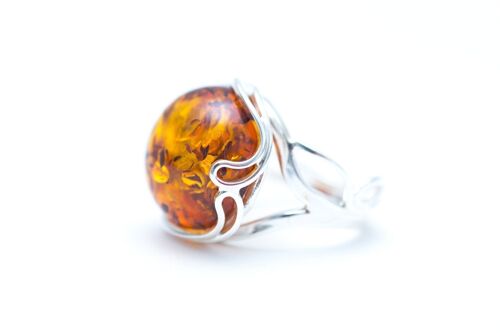 Round Amber Cocktail Ring
