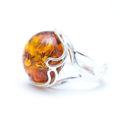 Round Amber Cocktail Ring