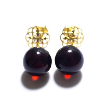 Gold Plated Cherry Amber Earrings