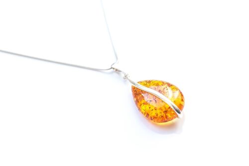 Golden Amber and Silver Pendant