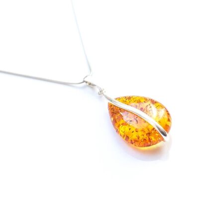 Golden Amber and Silver Pendant