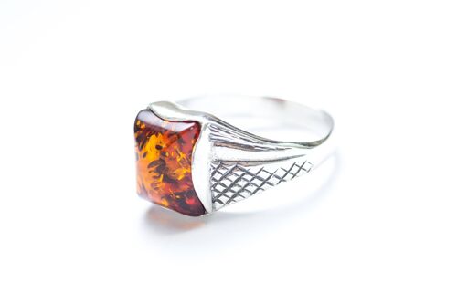 Men's Amber Solitaire Ring